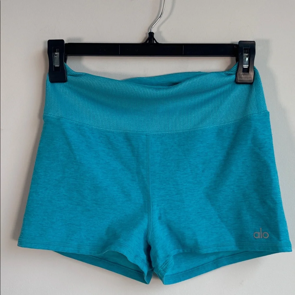 ALO Yoga Turquoise High-Waist Bike Shorts - Picture 2 of 5